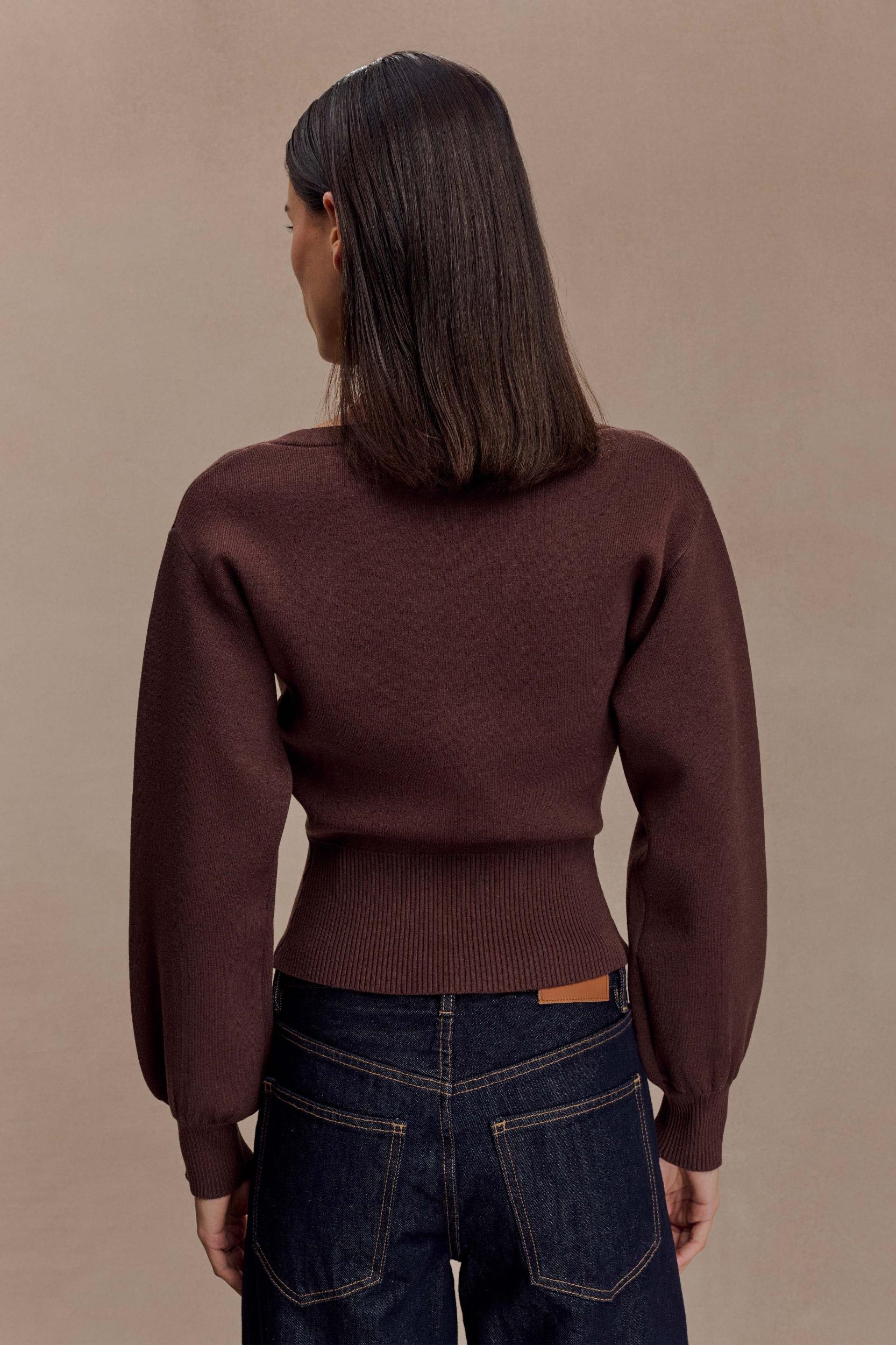 Mertyle Aysmetrical Knit Jumper - Deep Chocolate Female Product Image