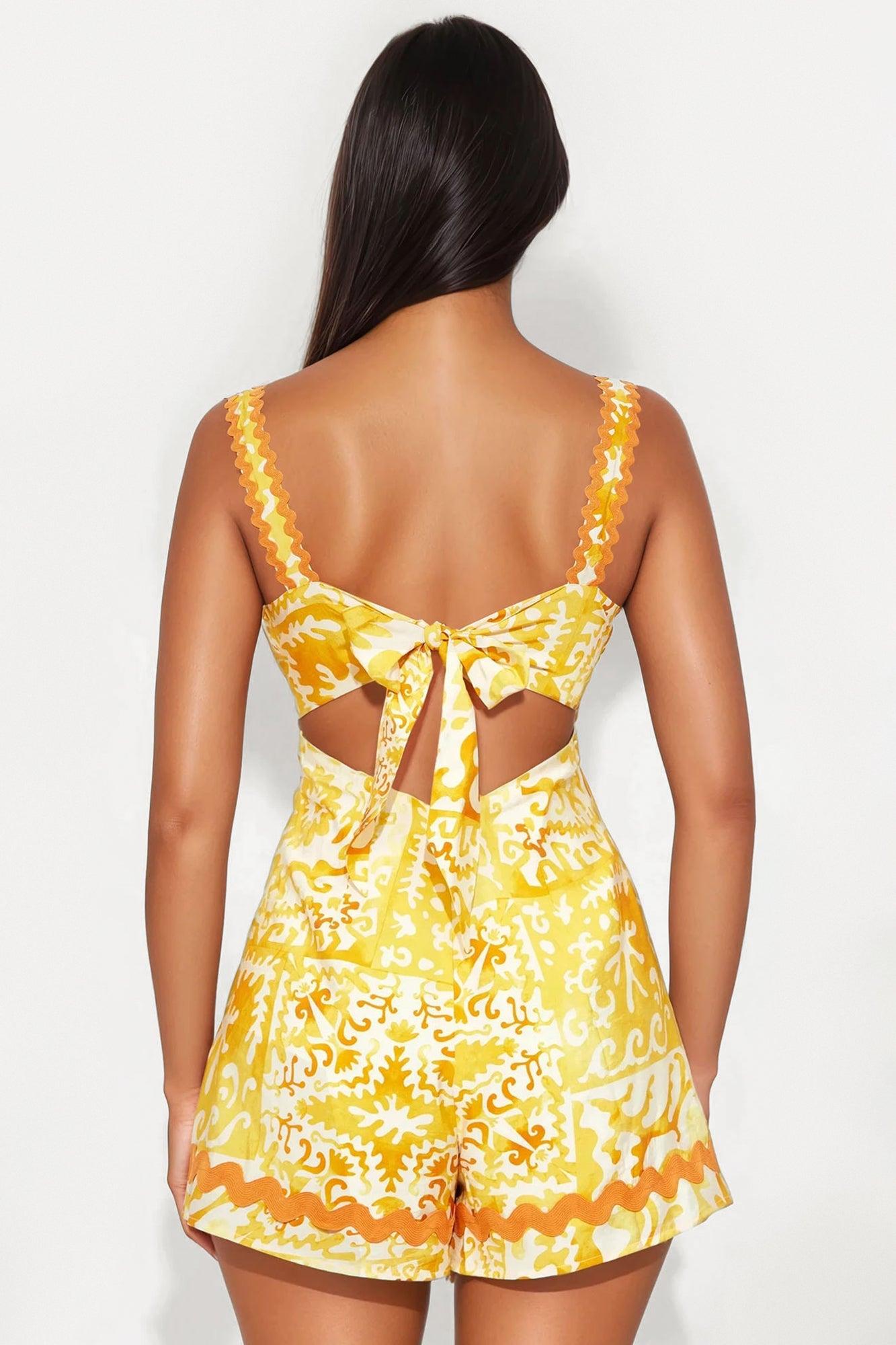 Sunday Funday Sweetheart Romper - Orange/combo Female Product Image