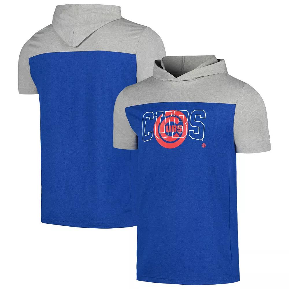 Men's New Era Royal Chicago Cubs Active Brushed Hoodie T-Shirt, Size: Large, Blue Product Image