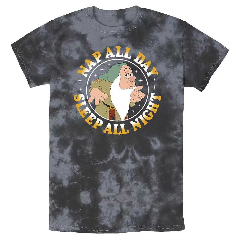 Men's Disney Snow White Dwarf Sleepy Nap All Day Sleep All Night Bomabrd Wash Tee,  Product Image