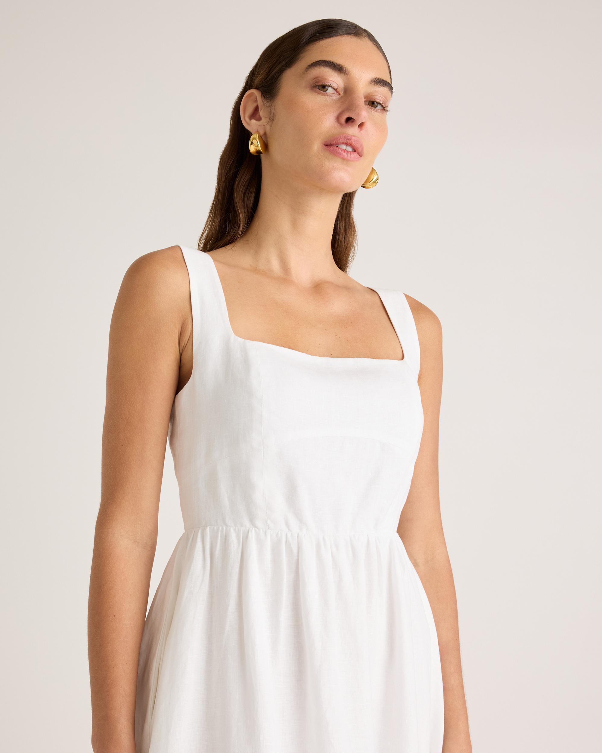 Quince | Women's 100% European Linen Fit & Flare Midi Dress Product Image