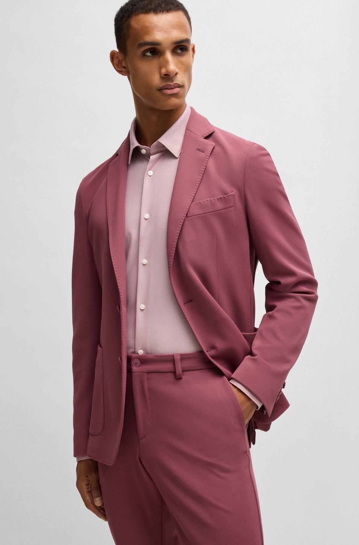 Slim-fit shirt in performance structured jersey Product Image