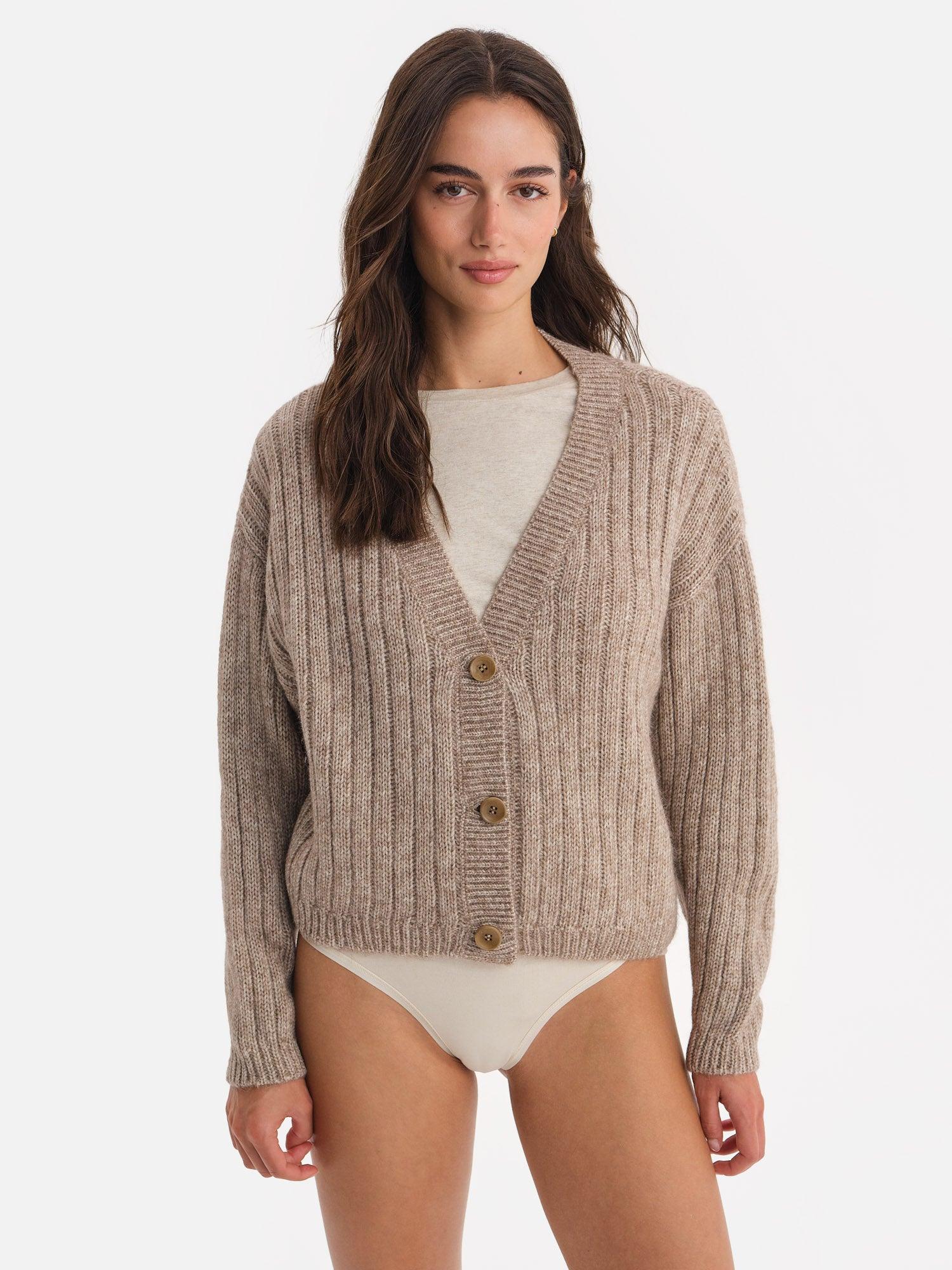 Luxe Alpaca Ribbed Cardigan Female Product Image