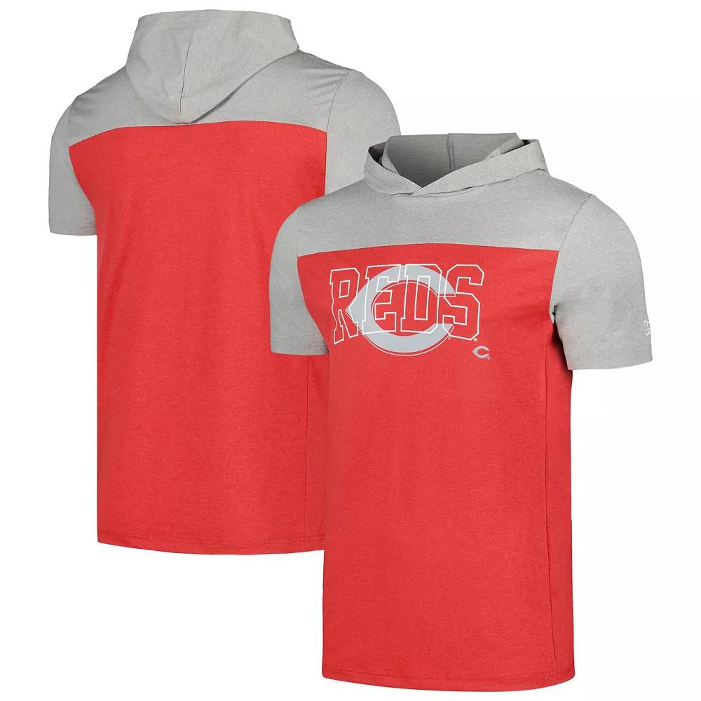 Men's New Era Red Cincinnati Reds Active Brushed Hoodie T-Shirt,  Product Image