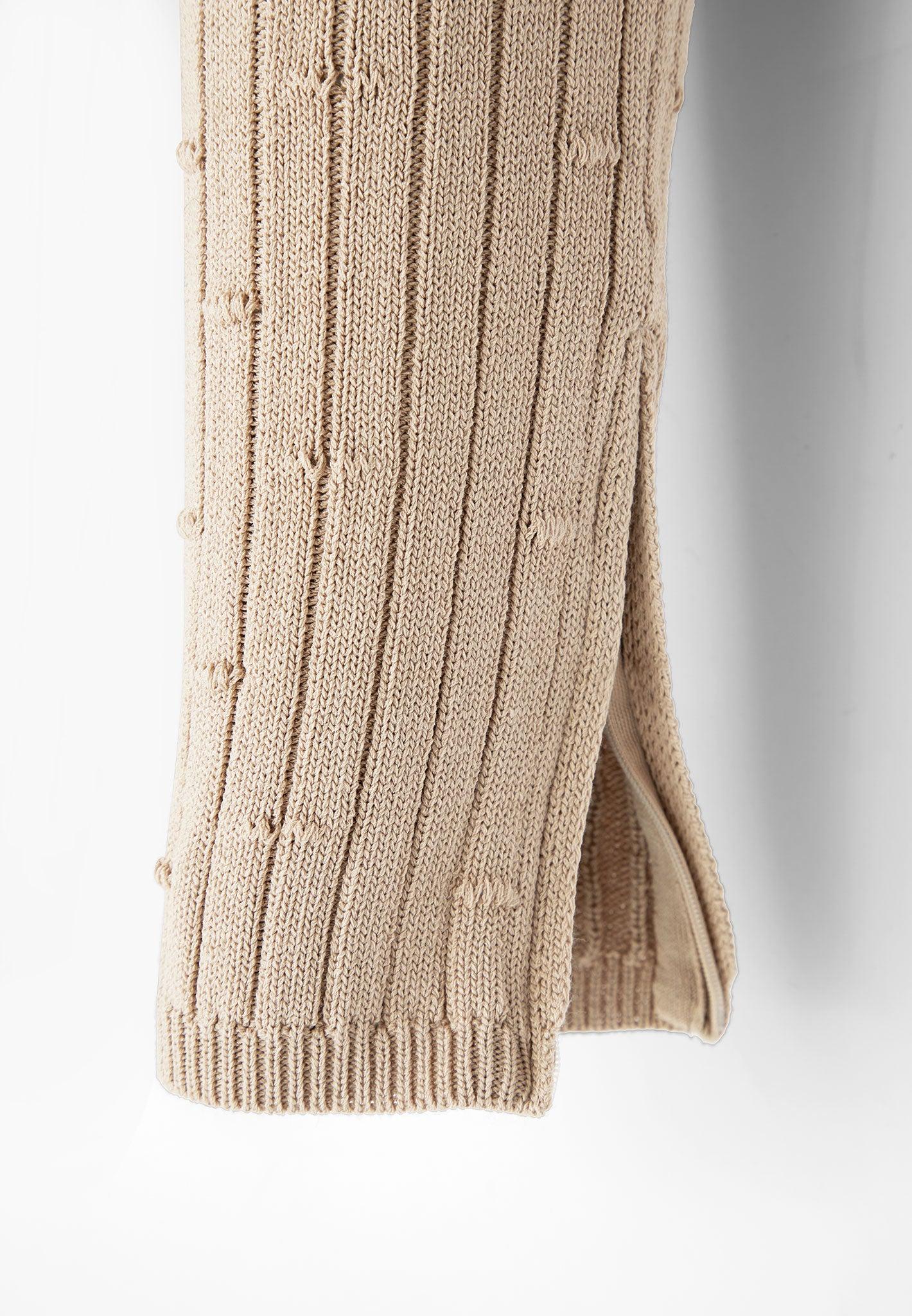 Distressed Knitted Cut Out Jumpsuit - Taupe Female Product Image