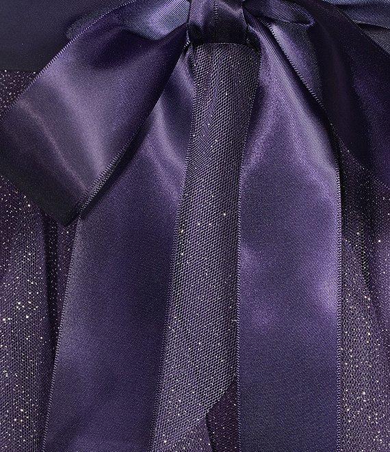 Pear Culture Strapless Waist Tie Glitter Ombre Mesh Corkscrew Fit & Flare Dress Product Image