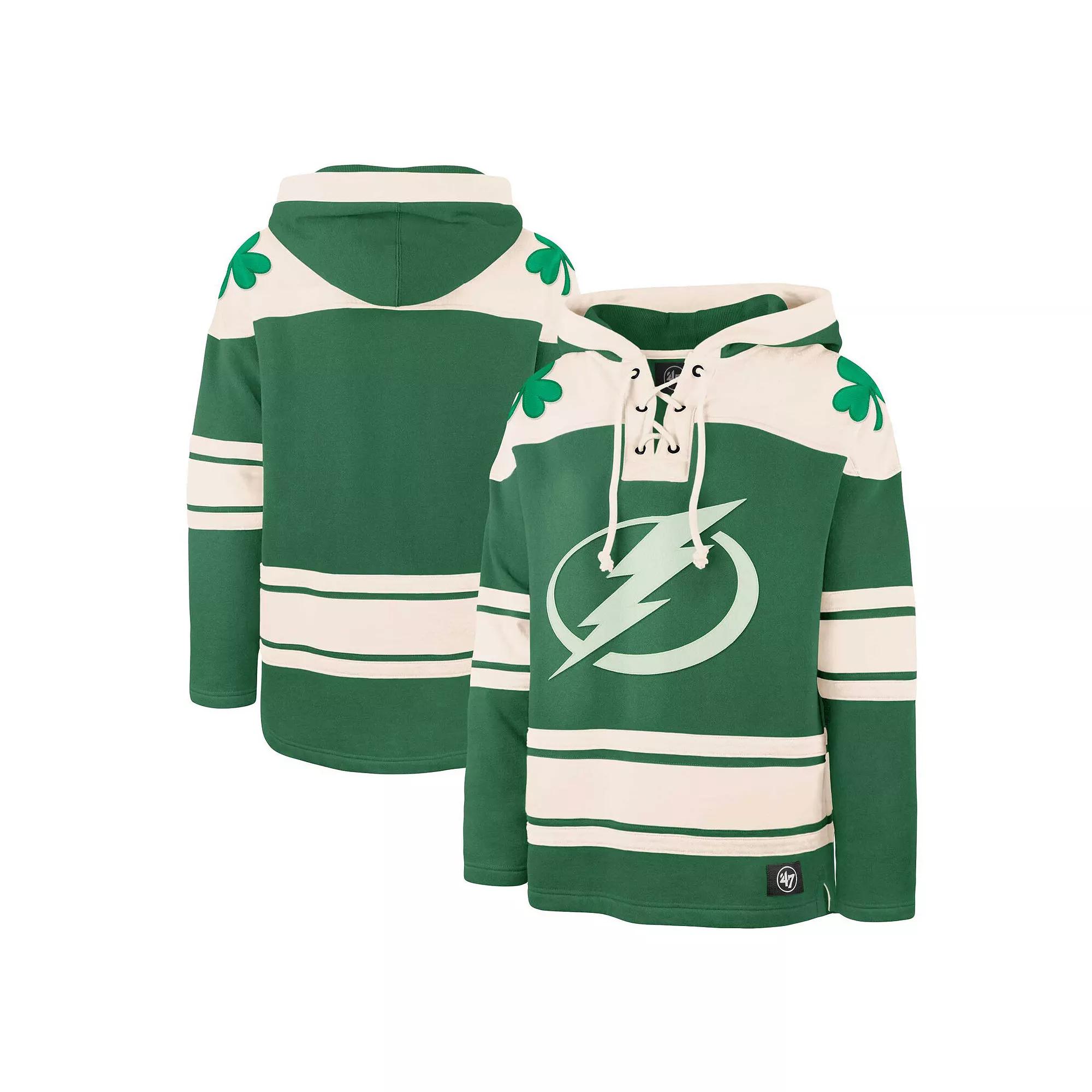Men's '47 Kelly Green Tampa Bay Lightning St. Patrick's Day Superior Lacer Pullover Hoodie, Size: Large, Lgh Green Product Image