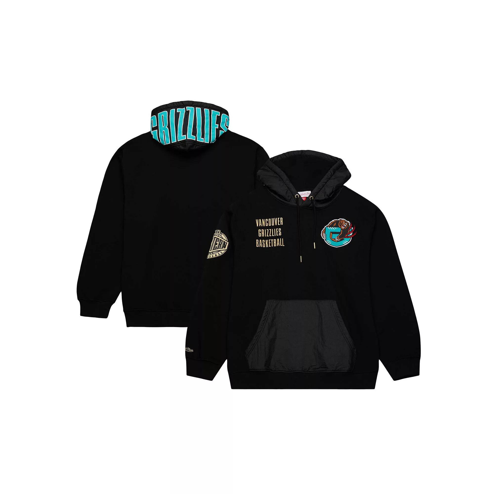 Men's Mitchell & Ness Black Vancouver Grizzlies Hardwood Classics Team OG 2.0 Vintage Logo Fleece Pullover Hoodie,  Product Image