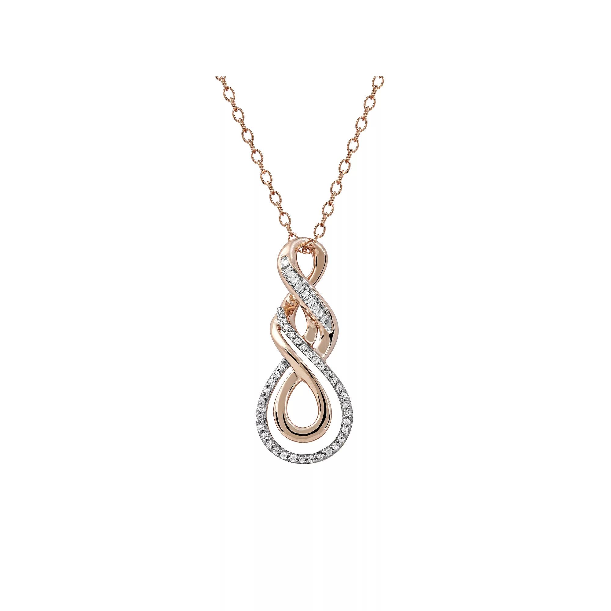 DeCouer Sterling Silver 1/6 Carat T.W. Diamond Swirl Pendant Necklace, Women's, Size: 18", Rose Gold Tone Product Image