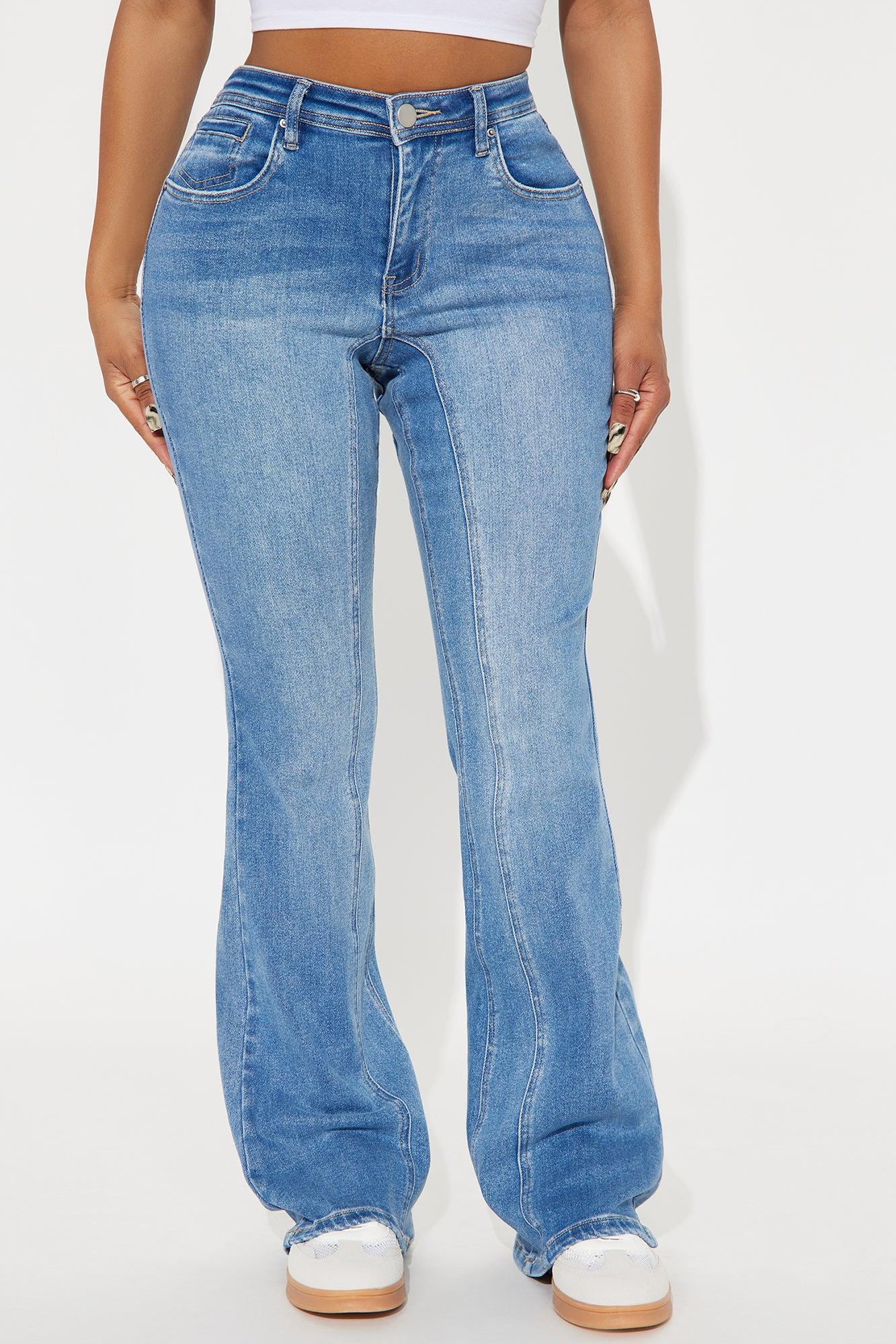 Giving Off Vibes Stretch Flare Jeans - Medium Wash Product Image