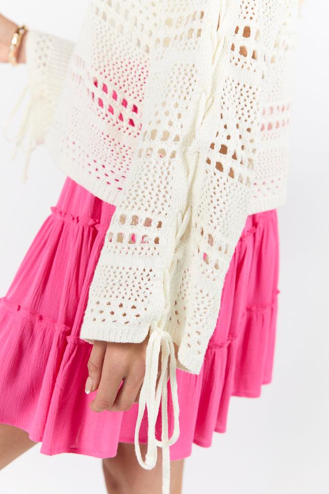 Easy Going Cream Open Knit Boat Neck Sweater FINAL SALE Product Image