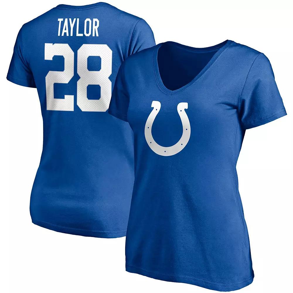 Women's Fanatics Jonathan Taylor Royal Indianapolis Colts Player Icon Name & Number V-Neck T-Shirt,  Product Image