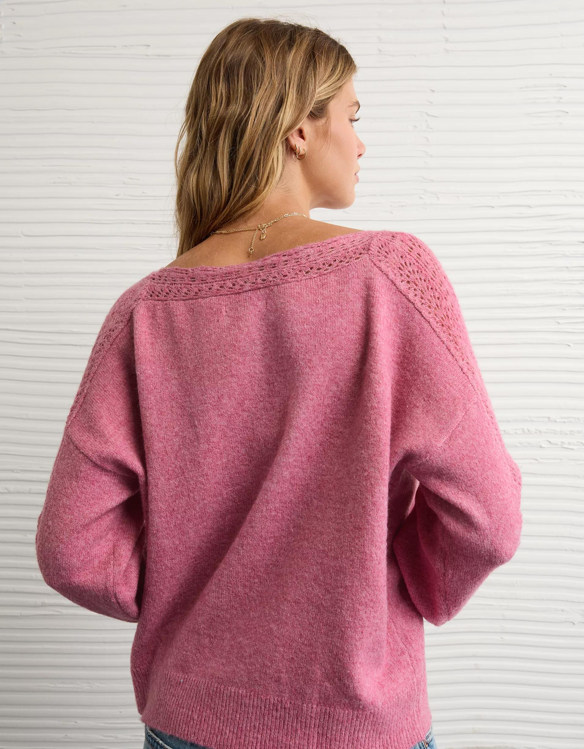 AE Whoa So Soft Lace Sweater Product Image