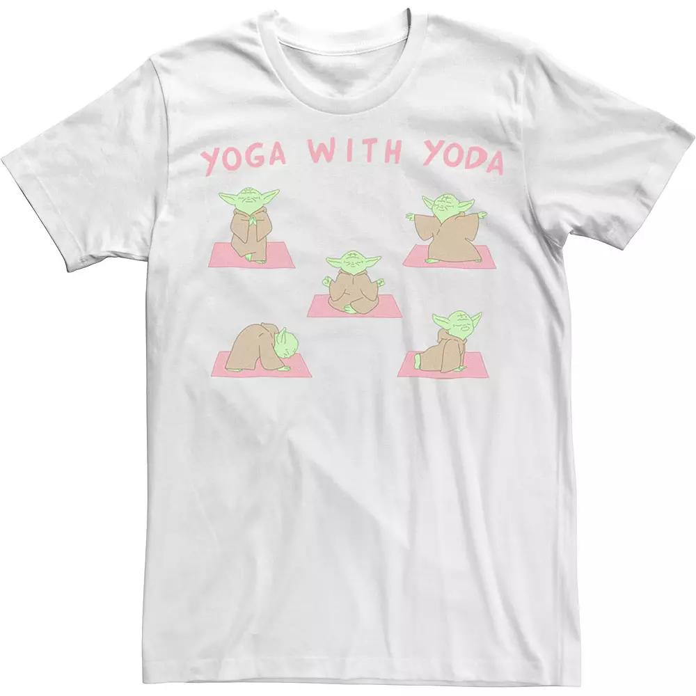 Men's Star Wars Yoga With Yoda Tee, Size: XXL, White Product Image