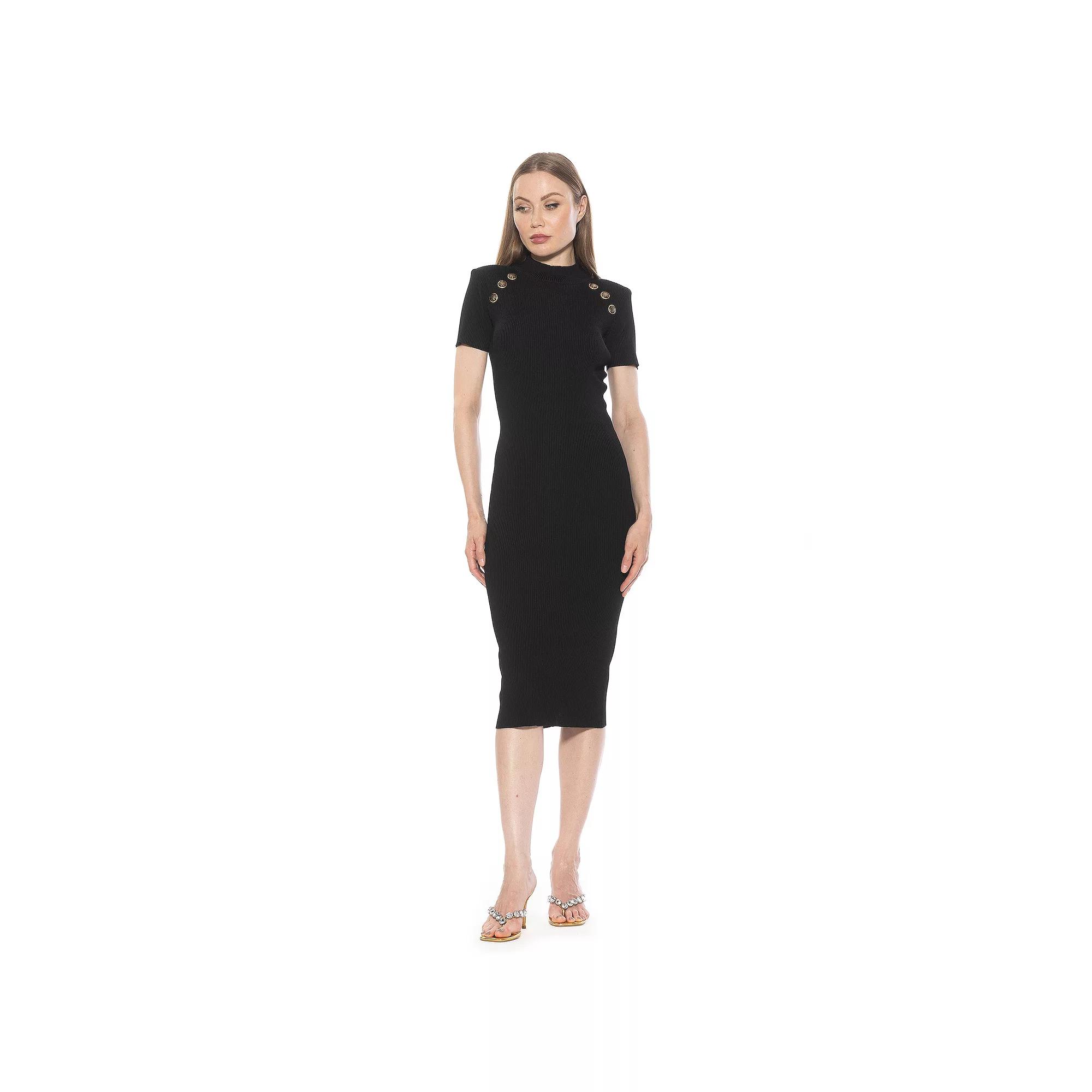 Women's ALEXIA ADMOR Adara Short Sleeve Mock Neck Midi Dress,  Product Image