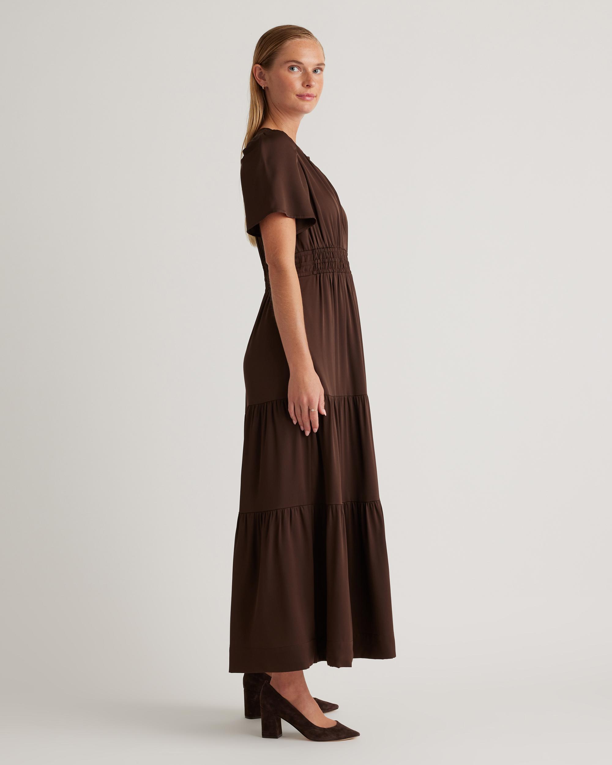 Quince | Women's Washable Stretch Silk Tiered Maxi Dress Product Image