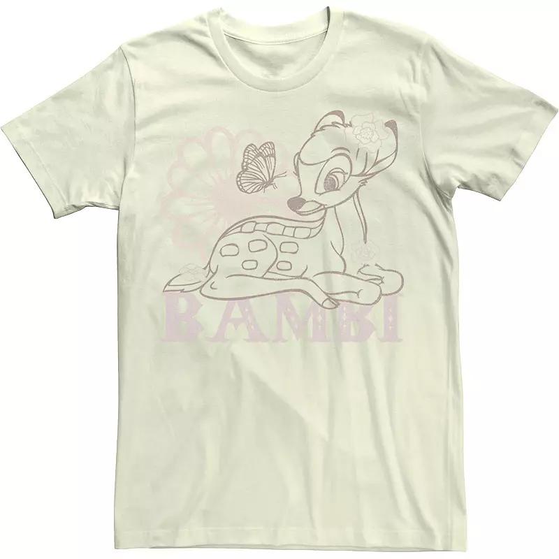 Men's Bambi Simple Flowers Line Art Tee, Size: Medium, Natural Product Image