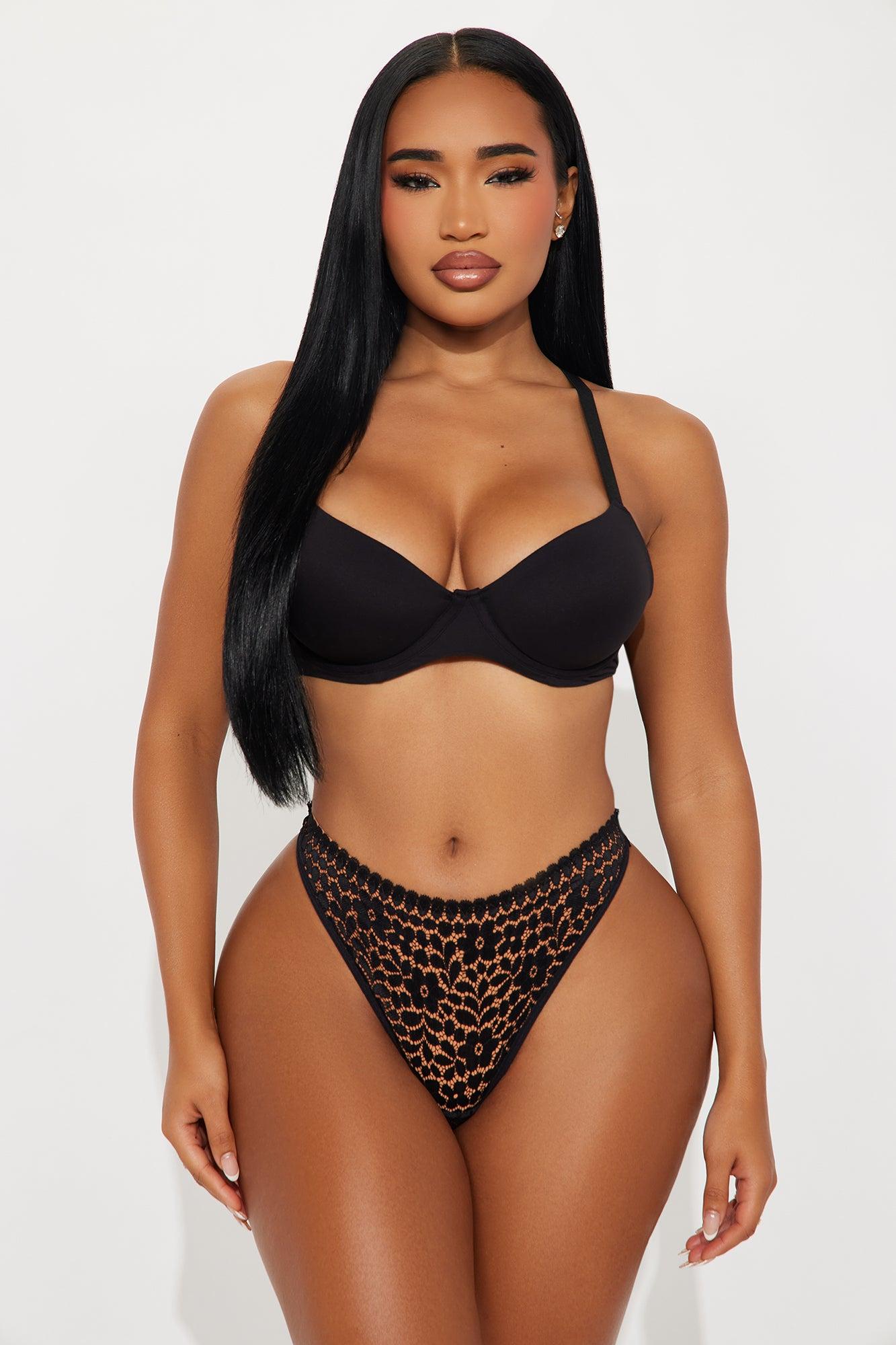 All Over Lace Thong - Black Female Product Image
