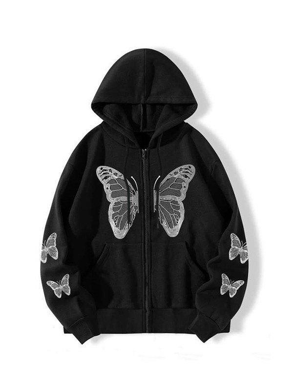 Y2K Butterfly Oversized Zip Up Hoodie Product Image
