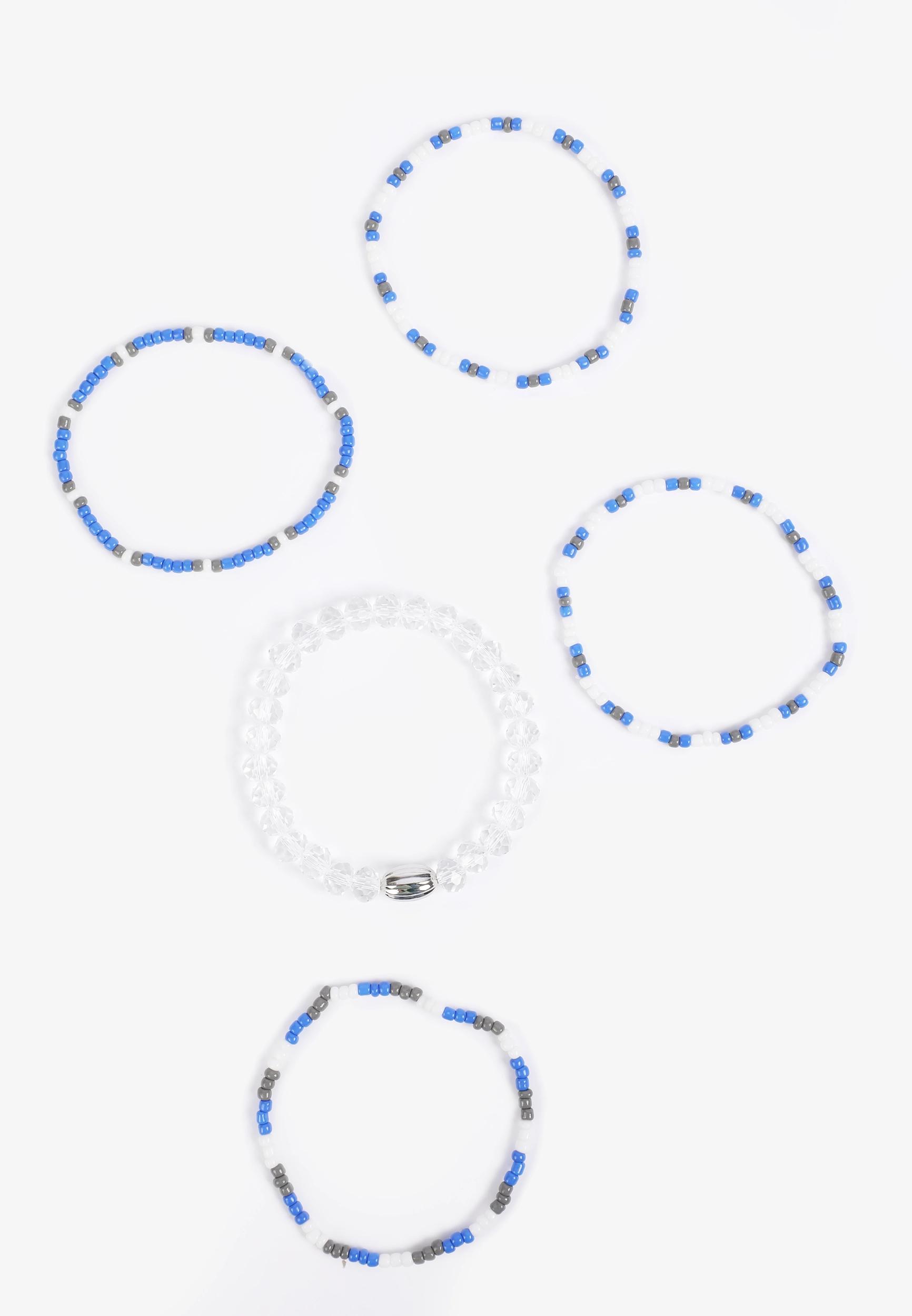 Game Day Royal Blue And White Stretch Bracelet Set Product Image