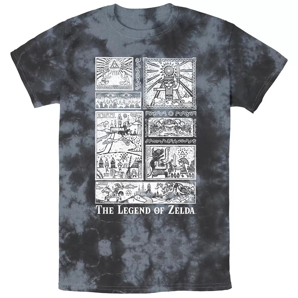 Men's Nintendo Zelda The Legend Lives On Tonal Glyphs Bombard Wash Graphic Tee, Size: XXL, Black Grey Product Image
