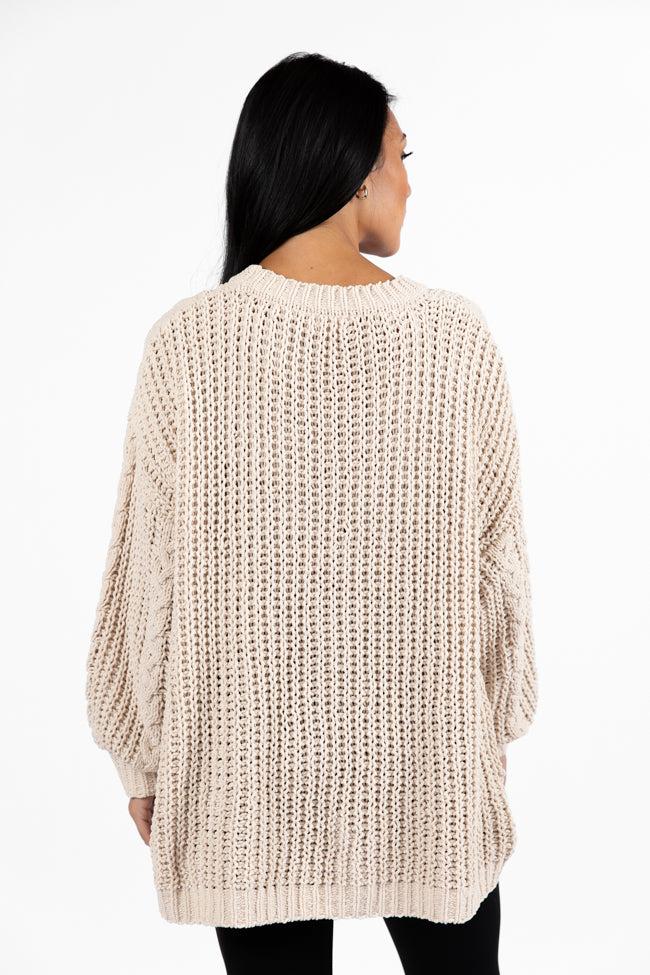 Wide Open Spaces Beige Chenille Cable Knit Oversized Sweater FINAL SALE Product Image
