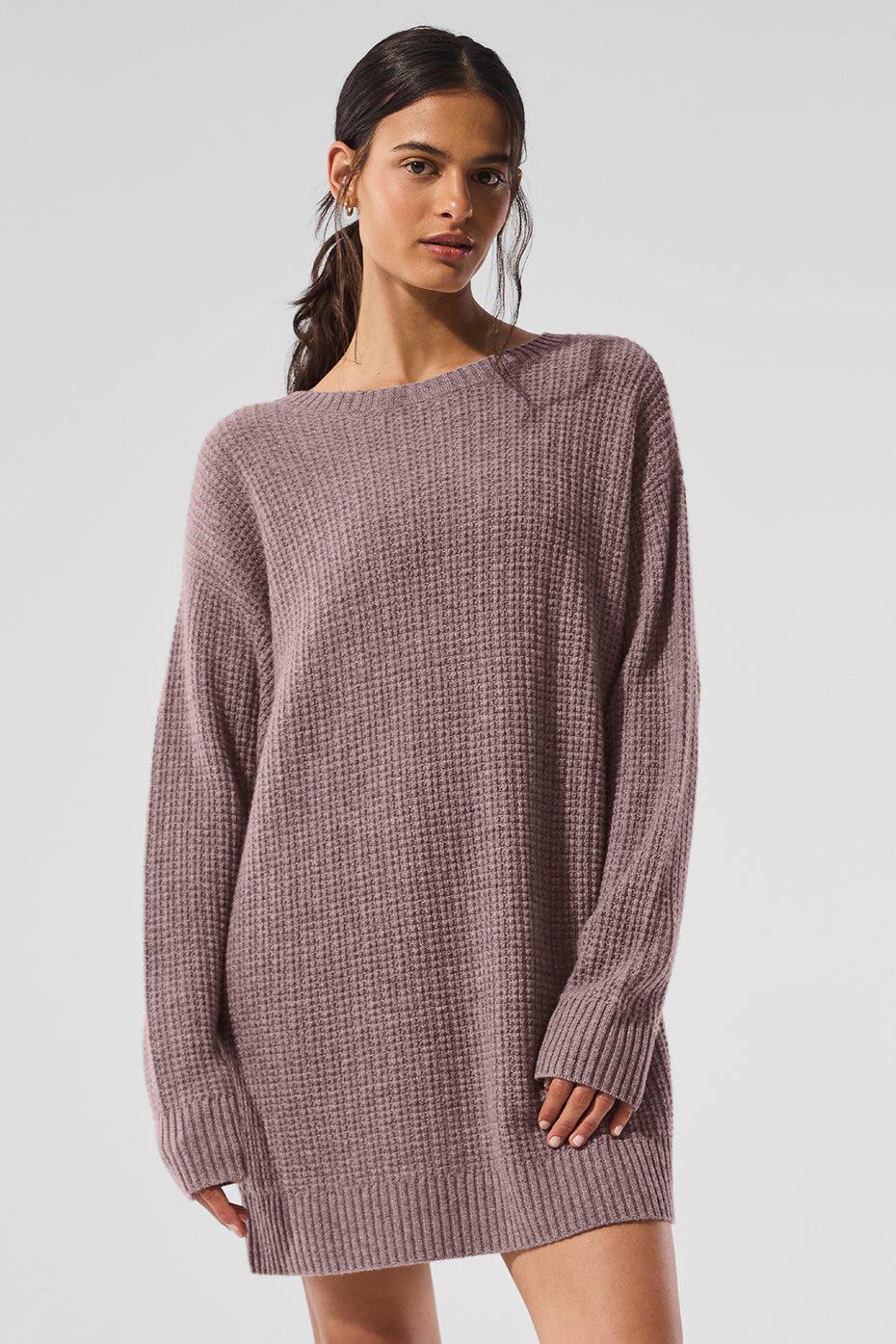 Cashmere Plush Waffle Dress - Mushroom Heather Product Image