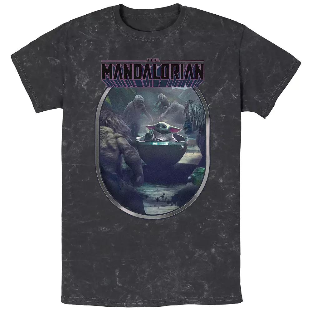 Men's Star Wars The Mandalorian Grogu In Flying Pod Graphic Tee, Size: Medium, Black Product Image