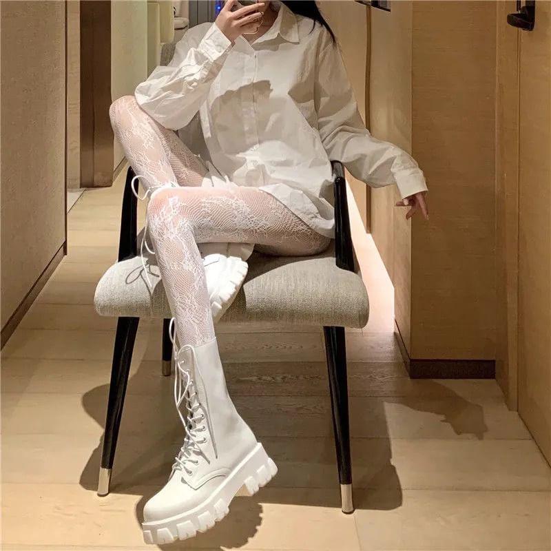 Bow Pattern Fishnet Tights Product Image