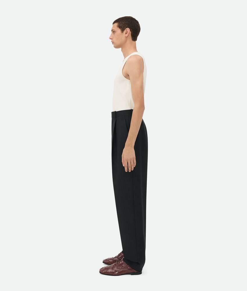 Men's Striped Wool Trousers in Black/dark blue Product Image