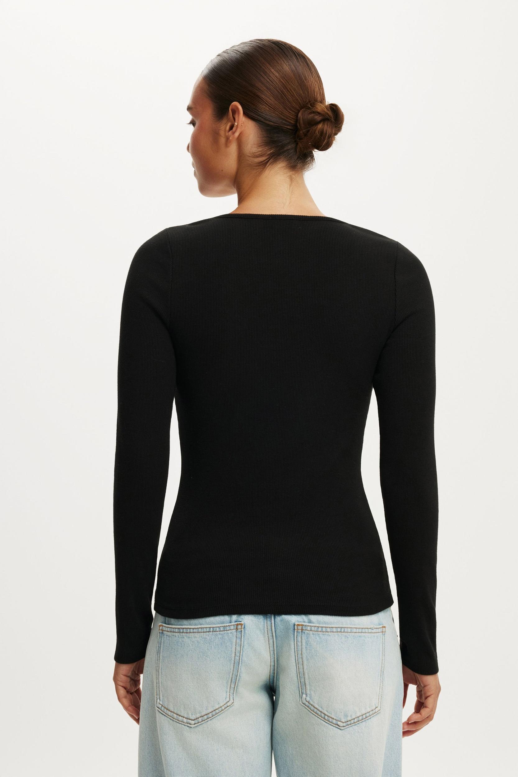 Scoop Neck Rib Long Sleeve Product Image