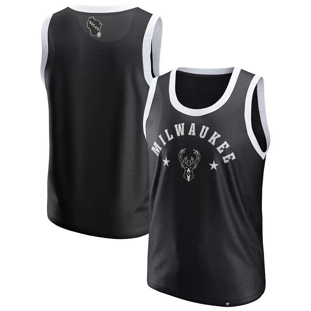 Men's Fanatics  Black Milwaukee Bucks Mesh Tank Top, Size: Small Product Image