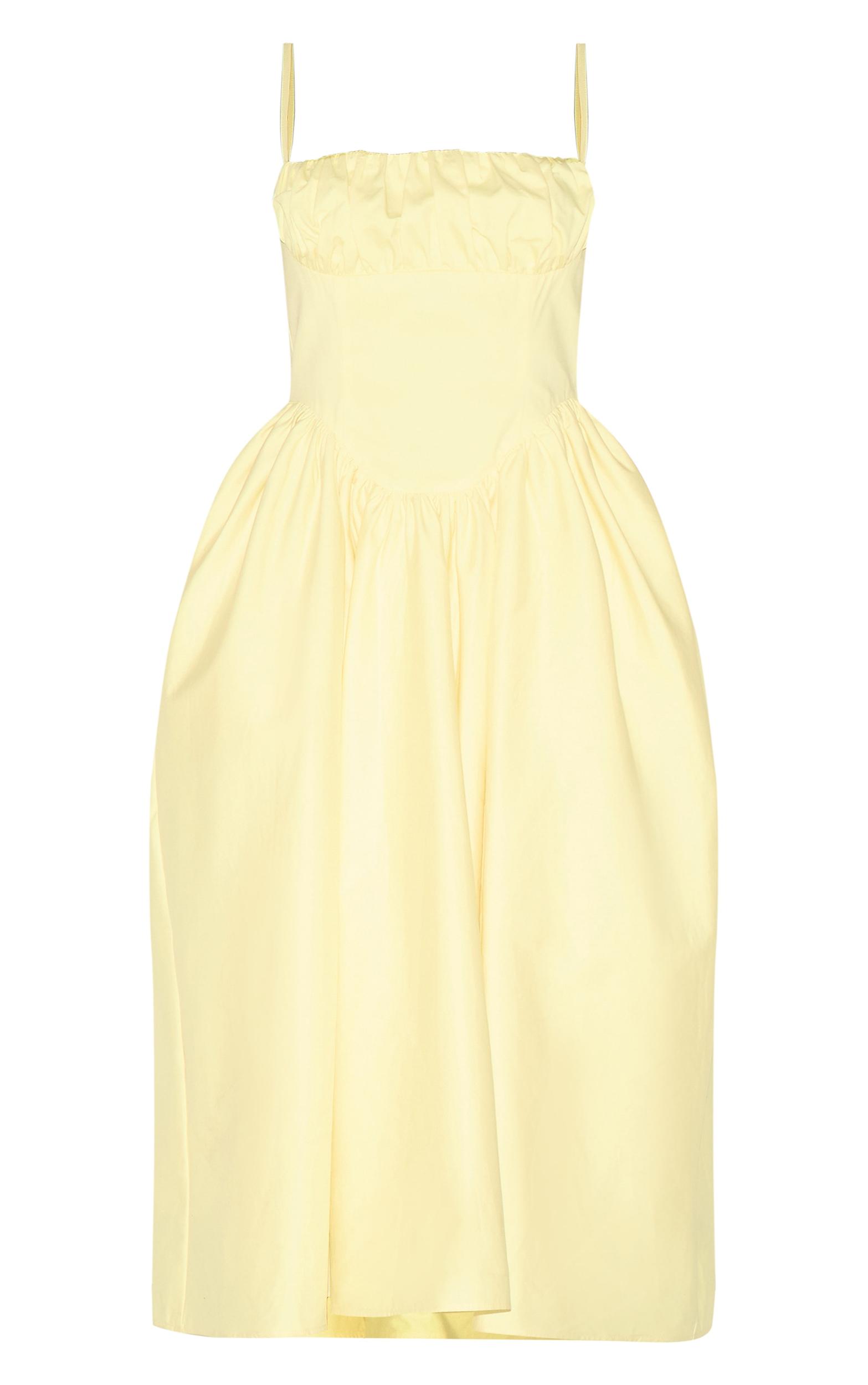 Lemon Ruched Bust Corset Strappy Midaxi Dress Product Image