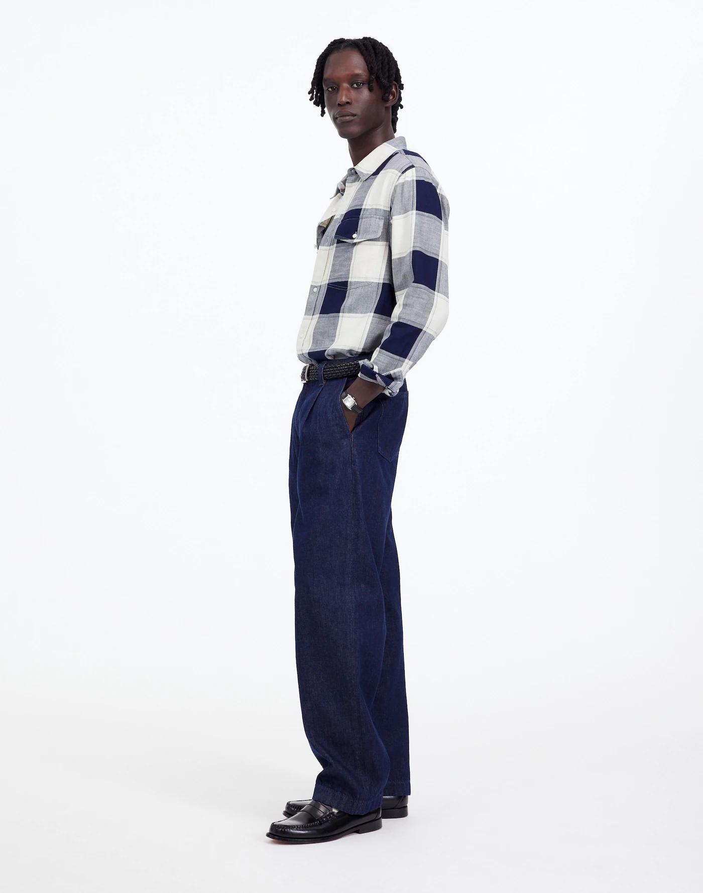 Pleated Denim Pants in Northbrook Wash Product Image