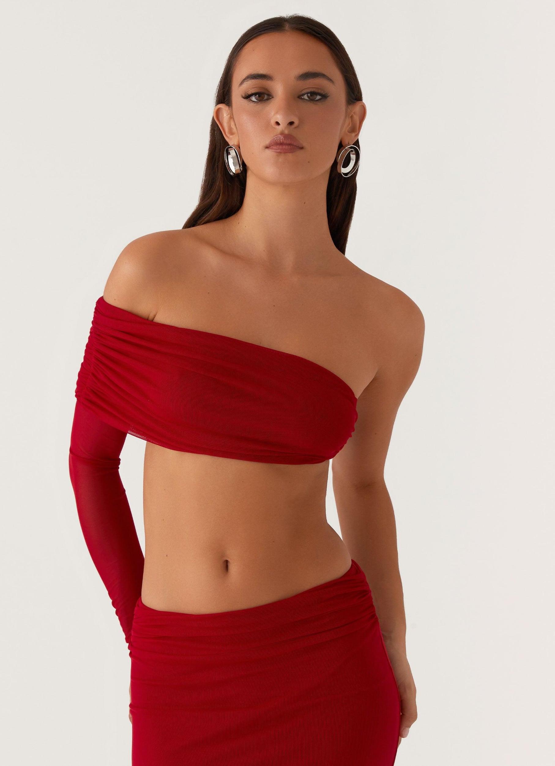 Luella One Shoulder Top - Red Product Image