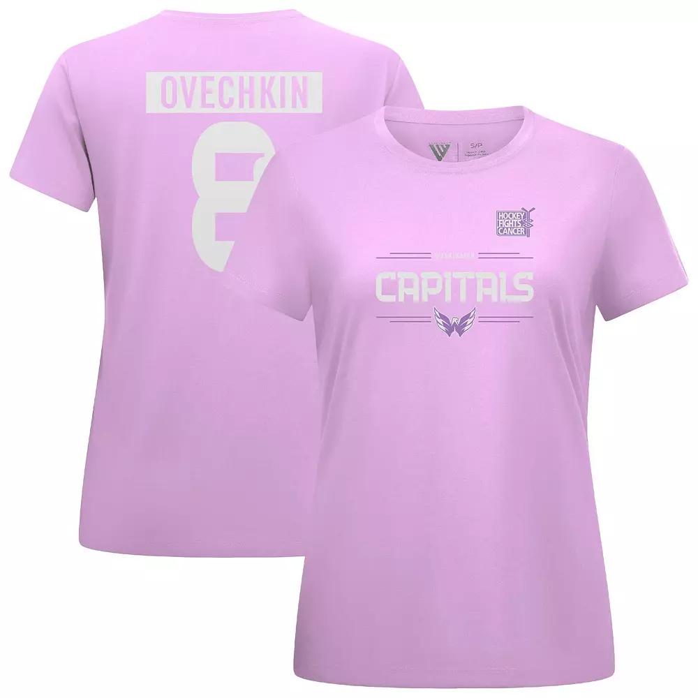 Women's Levelwear Alexander Ovechkin Lavender Washington Capitals Hockey Fights Cancer Anthem Name & Number T-Shirt,  Product Image