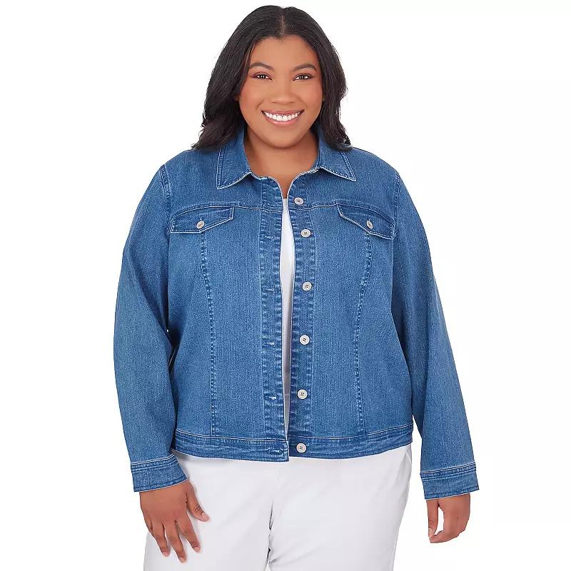 Plus Size Alfred Dunner Classic Fit Denim Jacket, Women's, Size: 2XL, Light Blue Product Image