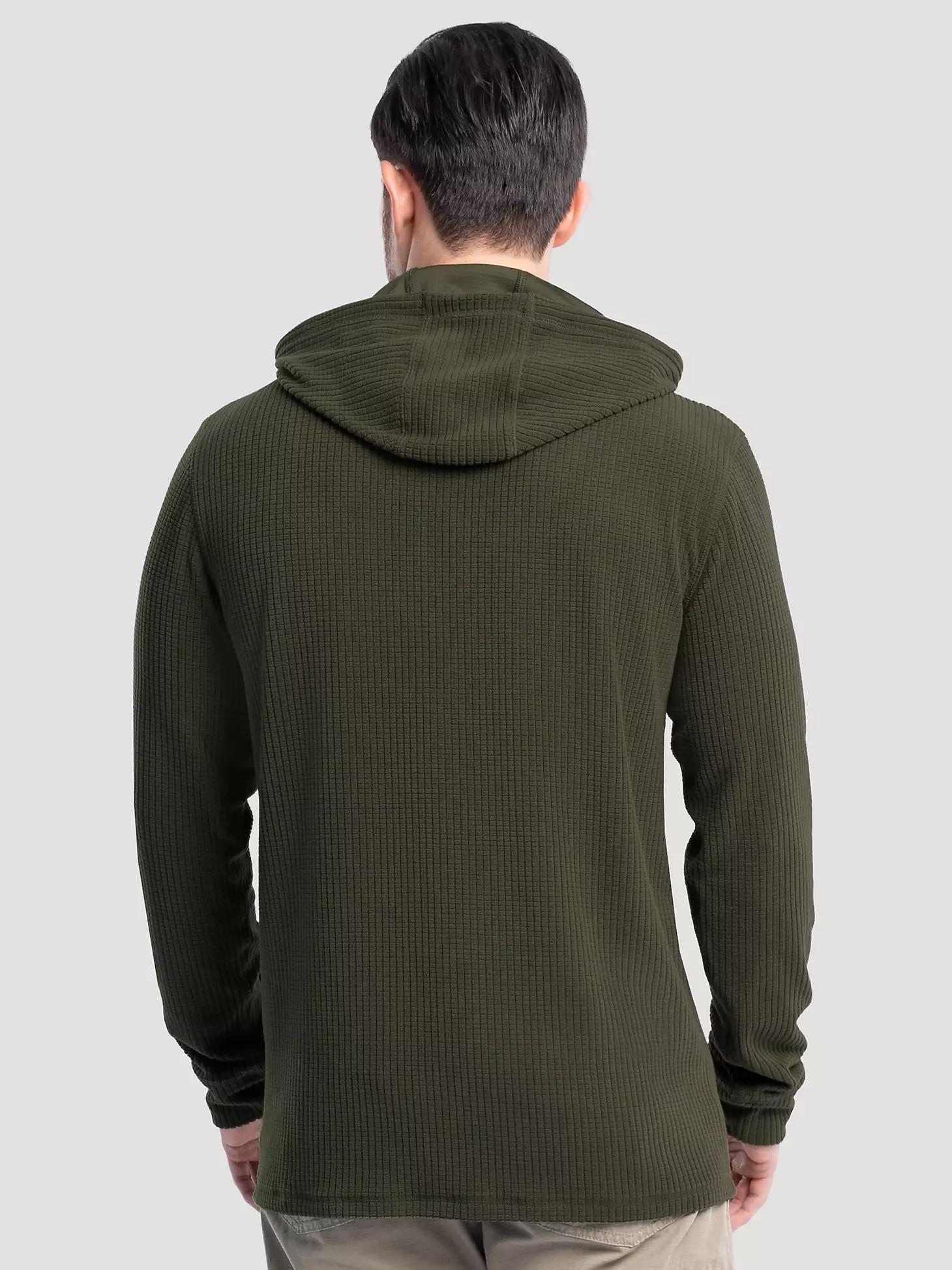 Men's Hooded Workwear Grid Fleece Henley in Olive Product Image