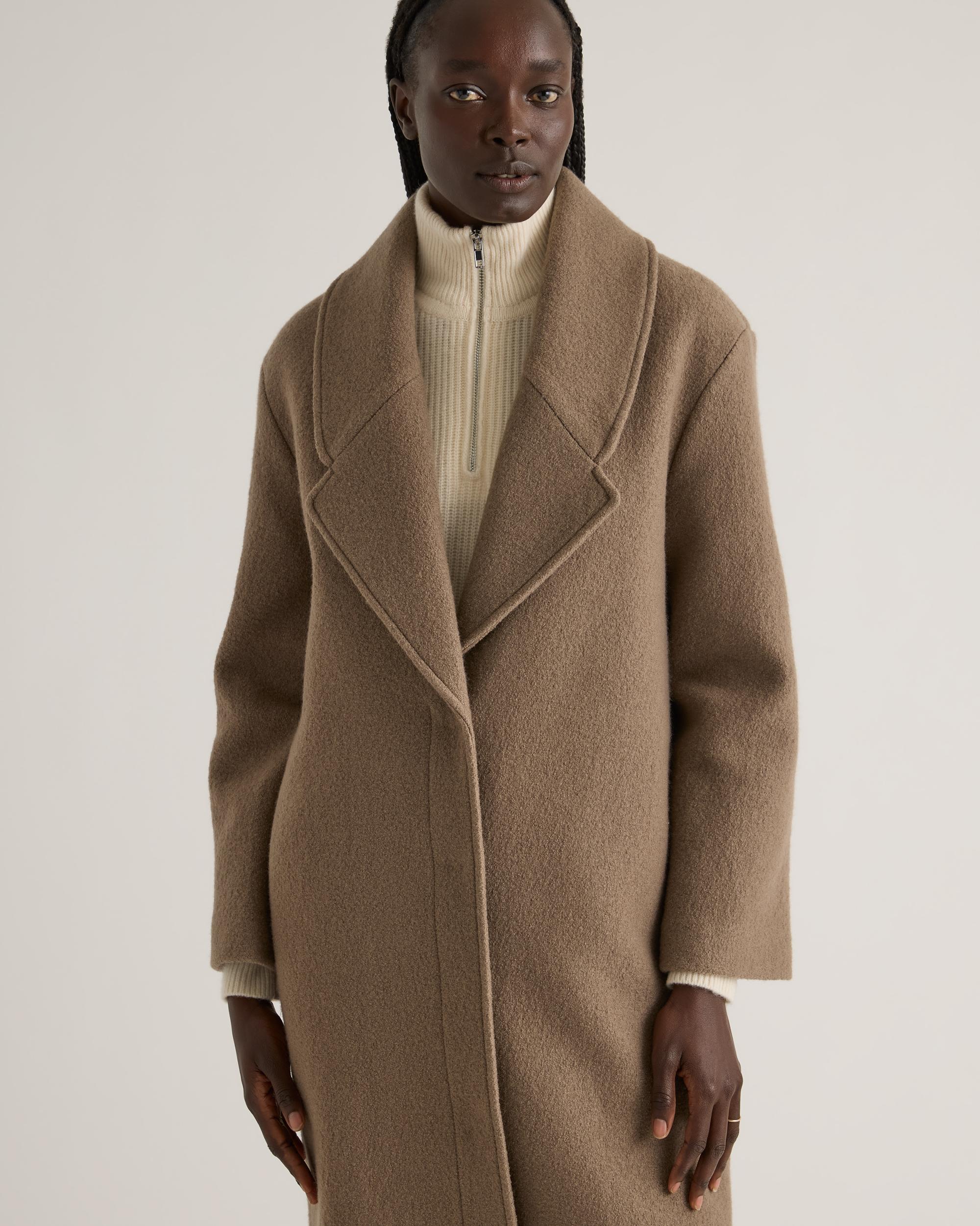 Quince | Women's 100% Merino Wool Shawl Collar Long Coat Size XL Product Image