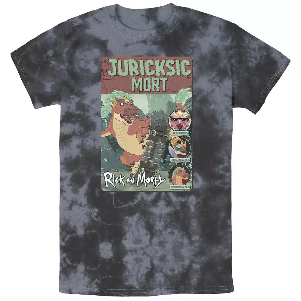 Men's Rick And Morty Jurassic Mort Bombard Wash Graphic Tee, Size: Small, Black Grey Product Image