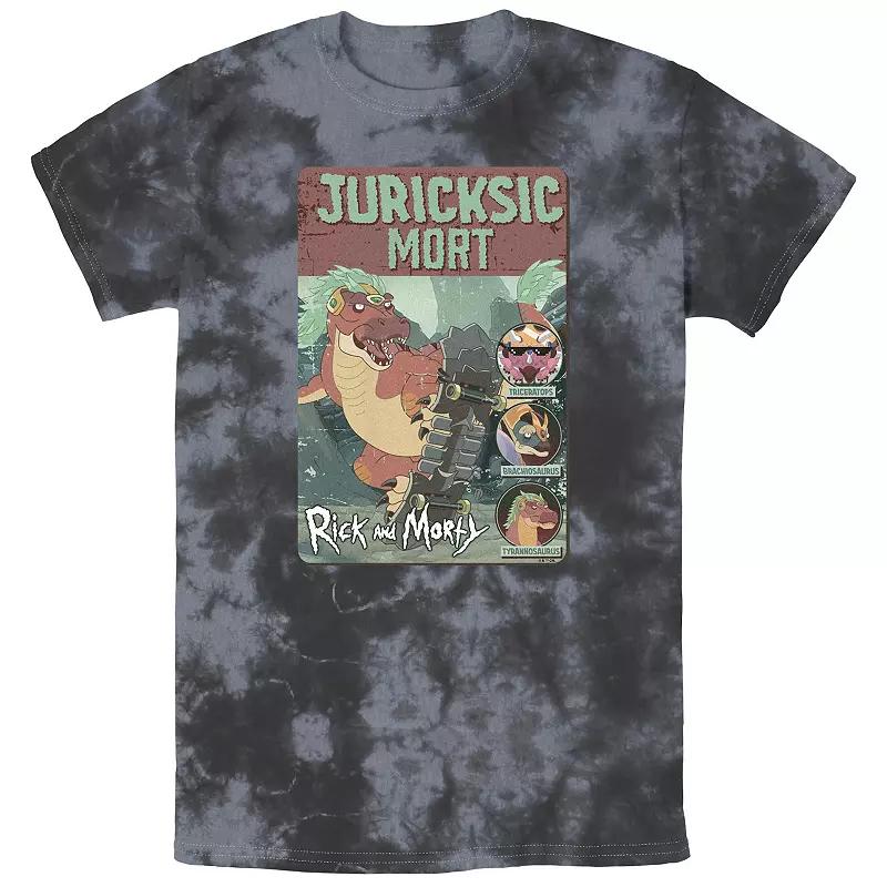 Mens Rick And Morty Jurassic Mort Bombard Wash Graphic Tee Black Grey Product Image