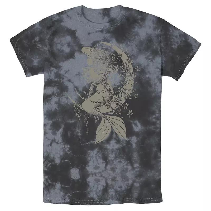 Men's Disney Little Mermaid Ariel Tattoo Style Portrait Bomabrd Wash Tee, Size: XL, Black Grey Product Image