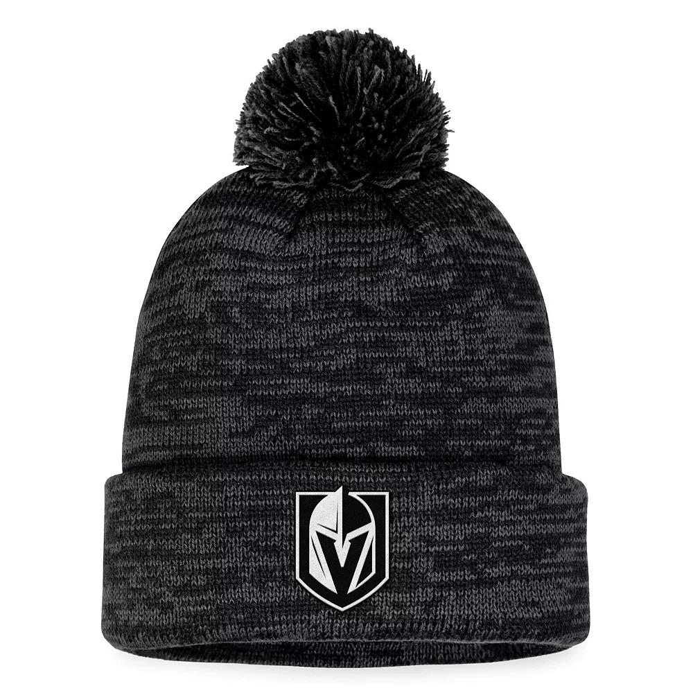 Men's Fanatics Branded Black Vegas Golden Knights Fundamental Cuffed Knit Hat with Pom, Lvk Black Product Image