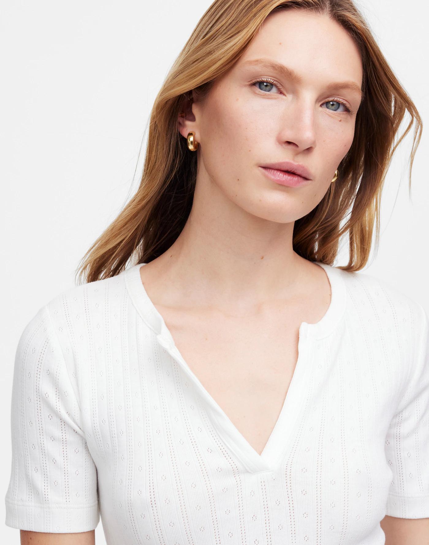 Pointelle Notch Neck Tee Product Image