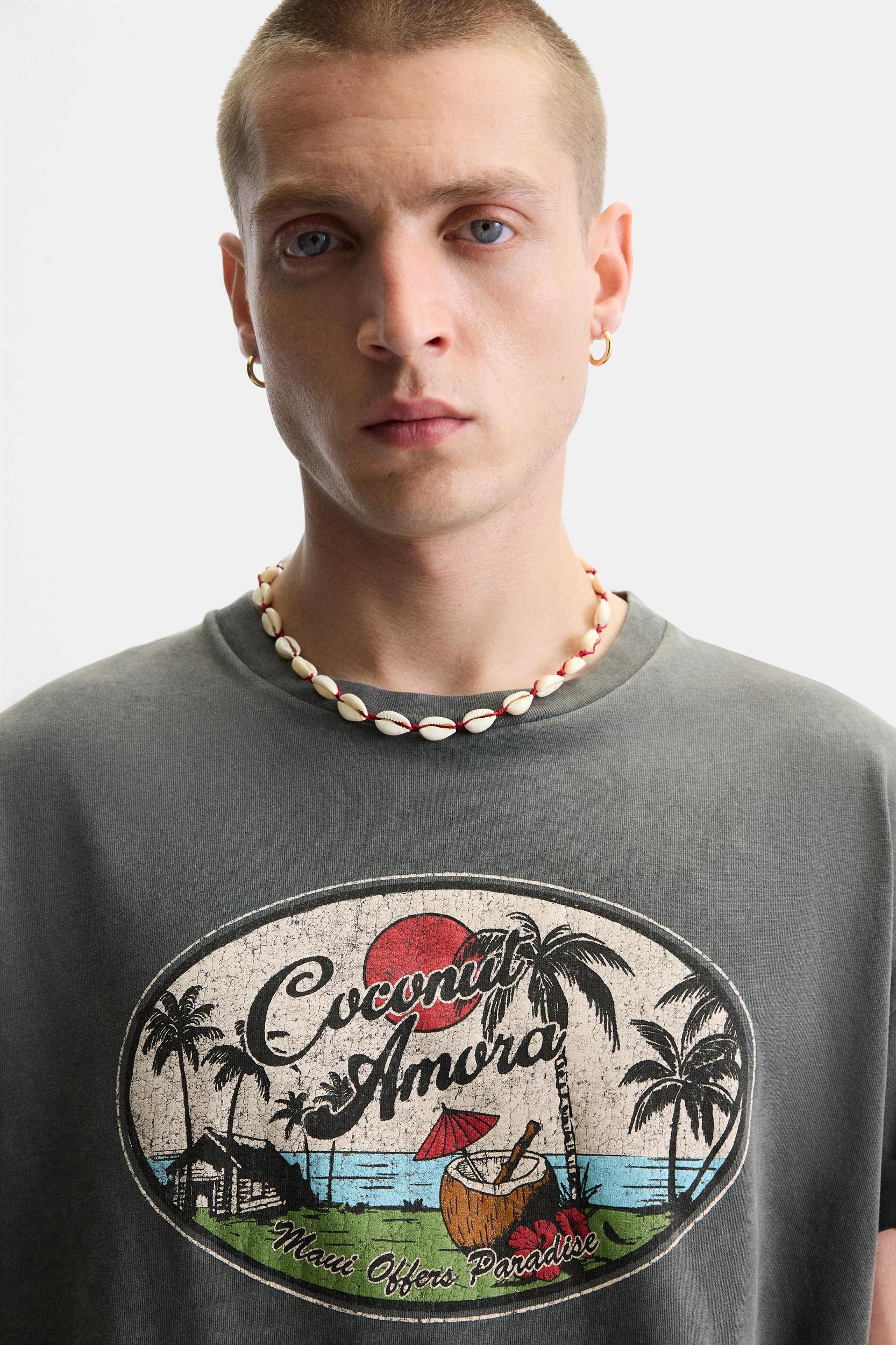 WASHED T-SHIRT WITH CONTRAST PRINT Product Image