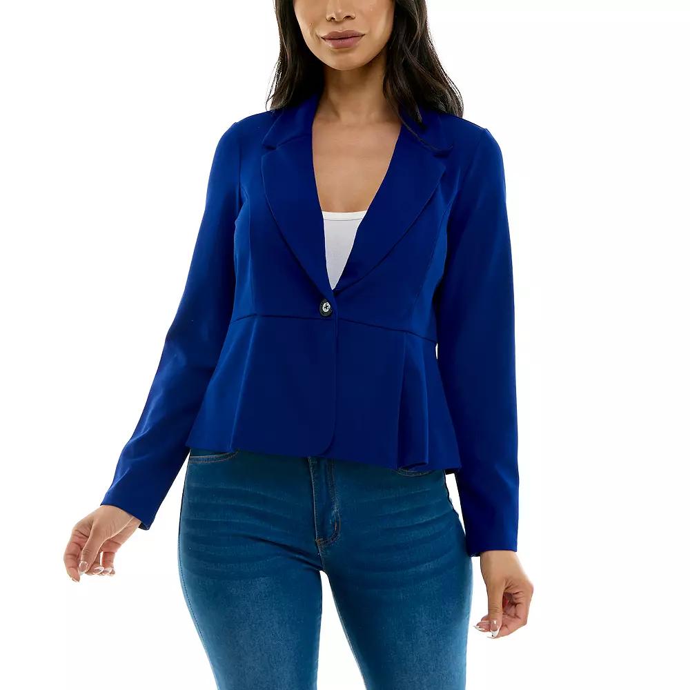 Womens Nina Leonard Button Collared Blazer Deep Blue Product Image