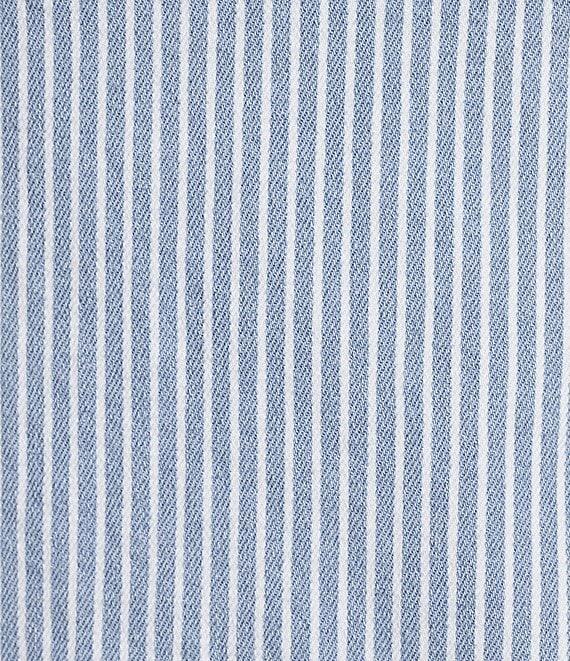 Skies Are Blue Petite Size Pinstripe Sweetheart Neck Sleeveless Washed Denim Coordinating Vest Top Product Image