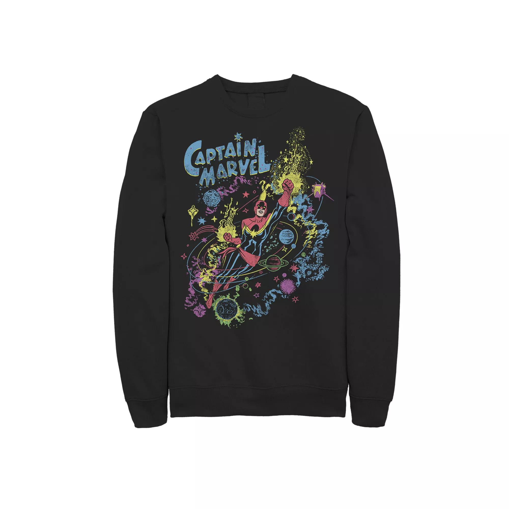 Men's Marvel Captain Marvel Vintage Sketched Galaxy Flight Poster Fleece,  Product Image