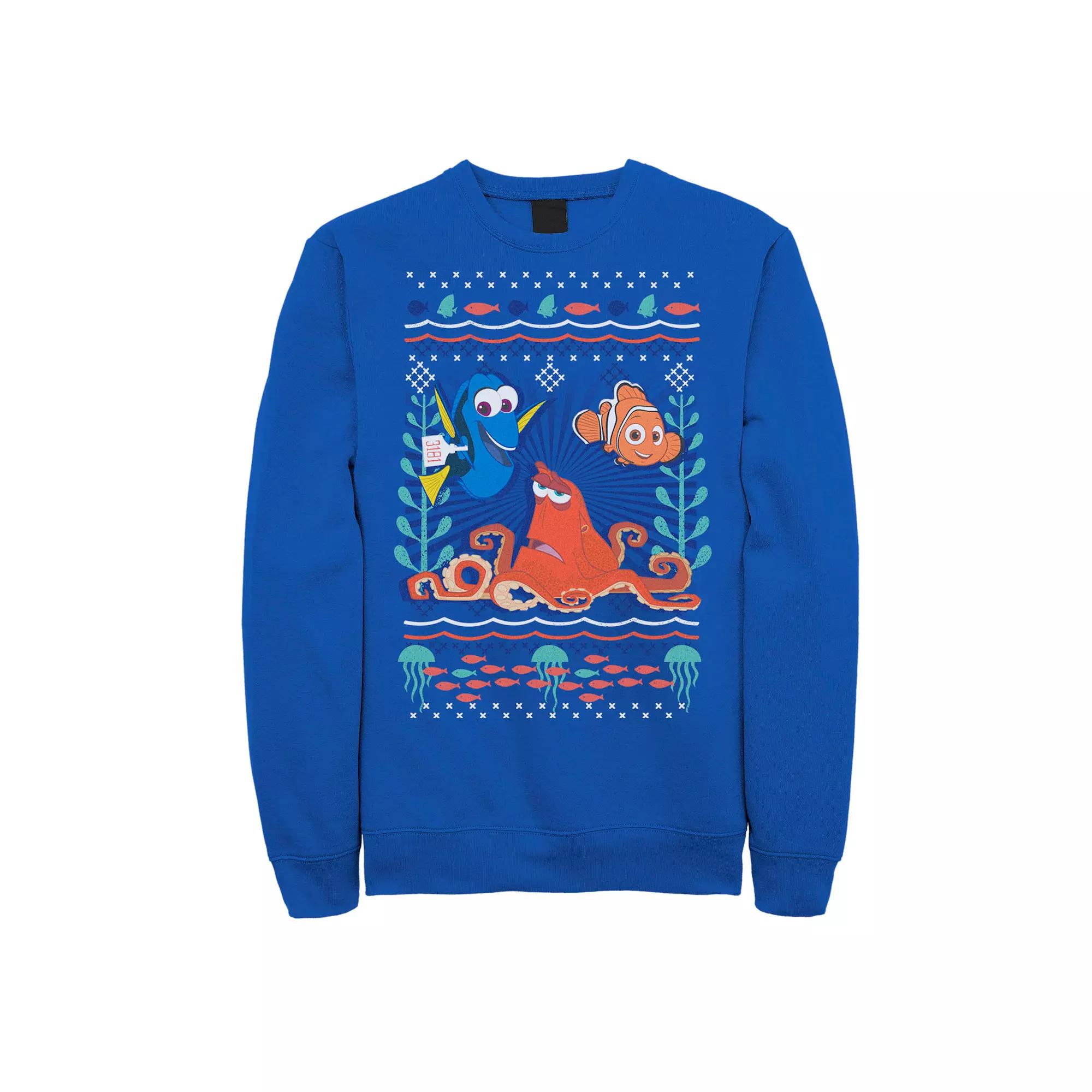 Disney / Pixar's Finding Dory Men's Hank Nemo Dory Ugly Sweater Style Graphic Fleece Pullover, Size: XXL, Royal Product Image