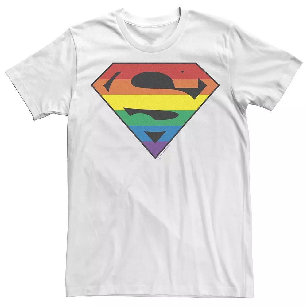 Men's Superman Rainbow Striped Chest Logo Tee,  Product Image